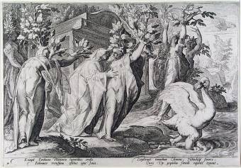 De zusters van Phaeton worden in populieren veranderd (Hendrick Goltzius, 16e eeuw, Museum Boijmans Van Beuningen, Rotterdam)